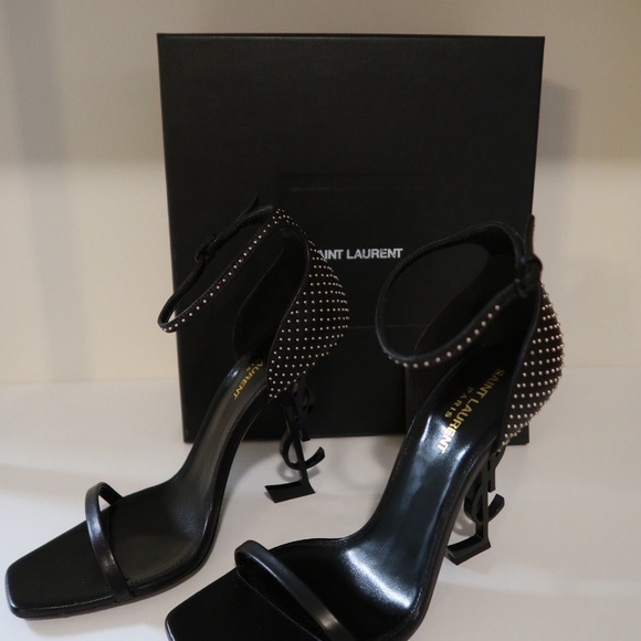 Yves Saint Laurent Black Studded Opyum Heels - Picture 2 of 7